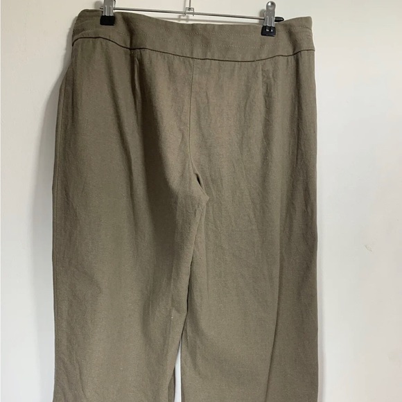 M&S Capri Linen Blend Earth Khaki L/Brown Culottes Trousers Tie Waist UK 14 - Picture 3 of 7